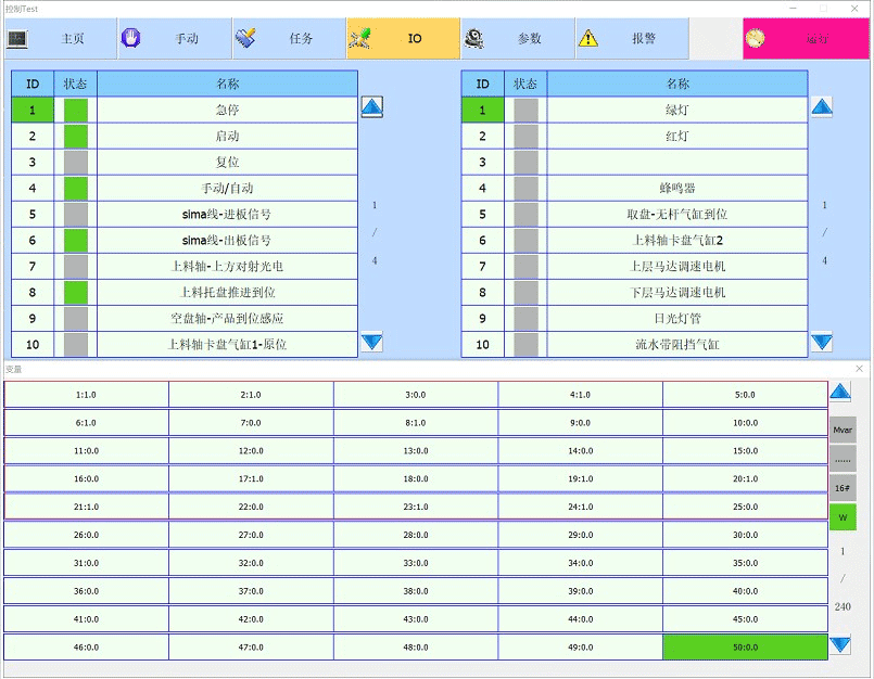 图6 自动化系统变量ID对应数值以及状态